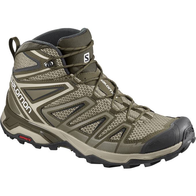 Salomon Israel X ULTRA MID 3 AERO - Mens Hiking Shoes - Olive/Black (JVSY-35184)